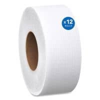 Scott Essential 100% Recycled Fiber JRT Bathroom Tissue for Business, Septic Safe, 2-Ply, White, 3.55" x 1,000 ft, 12 Rolls/Carton