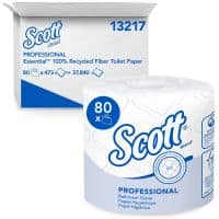 Scott Essential 2-Ply Toilet Paper, 100% Recycled, FSC Certified, 506 Sheets Per Roll, Pack Of 80 Rolls