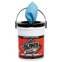 Brawny Professional Wet Hand Towels, 1-Ply, 8.6 x 12.2, Fresh Scent, Blue, 84/Pail, 6/Carton