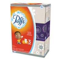Puffs White Facial Tissue, 2-Ply, White, 180 Sheets/Box, 3 Boxes/Pack, 8 Packs/Carton