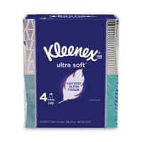 Kleenex Ultra Soft Facial Tissue, 3-Ply, White, 65 Sheets/Box, 4 Boxes/Pack